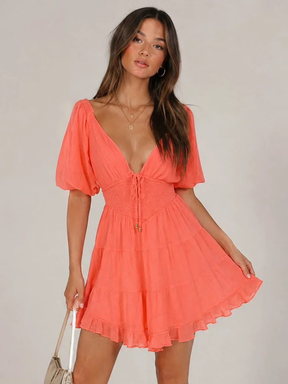 Free People Perfect Day Mini Dress Small Orange Cotton Gauze Milk Maid Babydoll